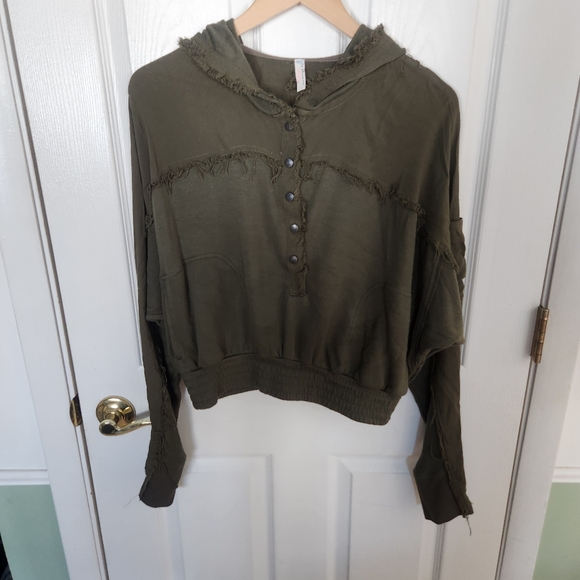 Free People Movement Windy Meadow Sz XS Womens Fringe Sweatshirt Pants Set Green - Picture 3 of 15